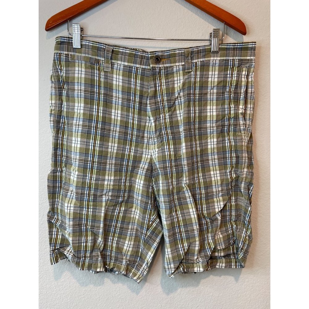 Tommy Bahama Green Plaid Linen Silk Blend Shorts